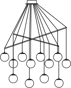 Spazio 8655.3 COSMO - 12 LIGHT Interior pendant with 12 opal glass orbs