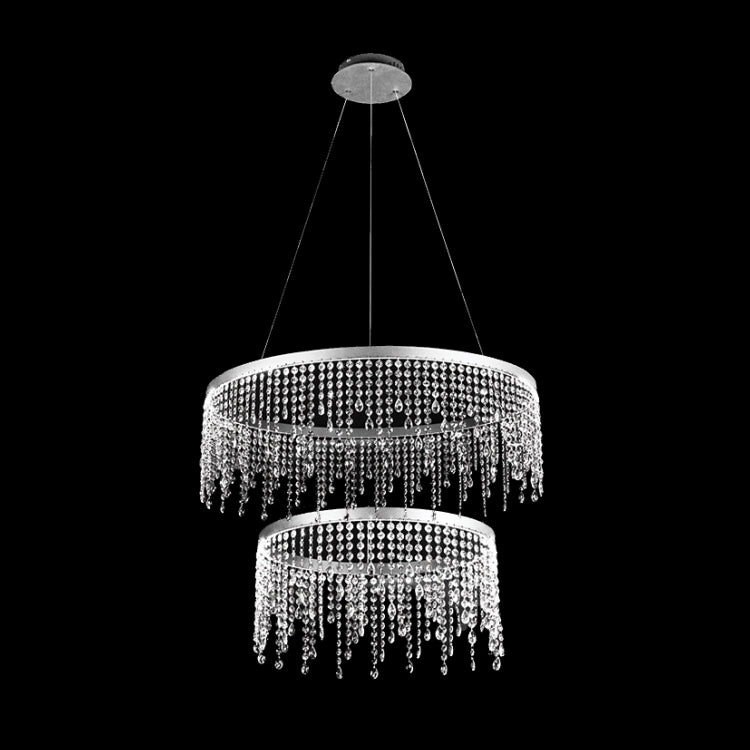 LED Double Ring Crystal Drop Chandelier