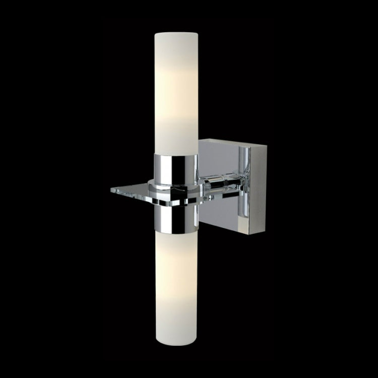 Double Vertical IP44 Opal White Glass Wall Light