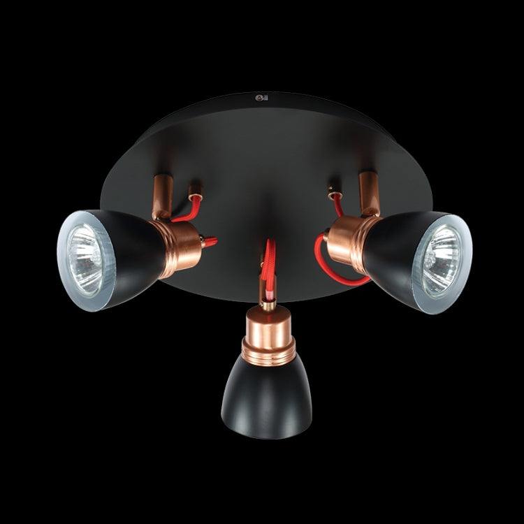 230v 50W GU10 Three Adjustable Black & Copper Spot Lights on a Plate