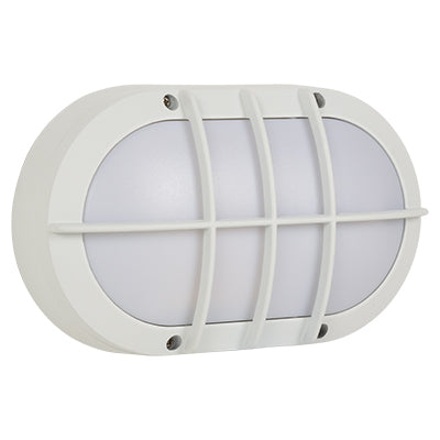 Radiant RB129W Oval Small Grid Bulkhead White 1xE27