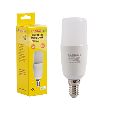 Radiant RLL220 LED Stick Lamp E14 9w 3000K