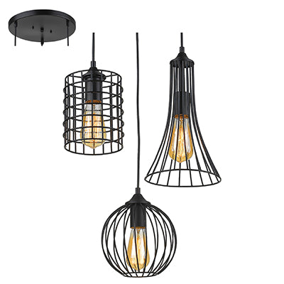 Radiant RP126 Grid 3LT Pendant Black 3xE27